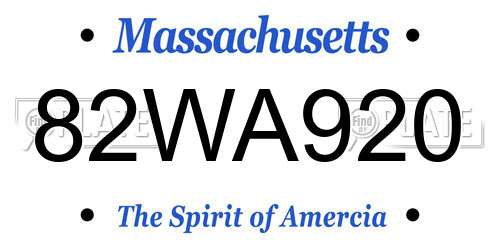 82WA920 Massachusetts License Plate