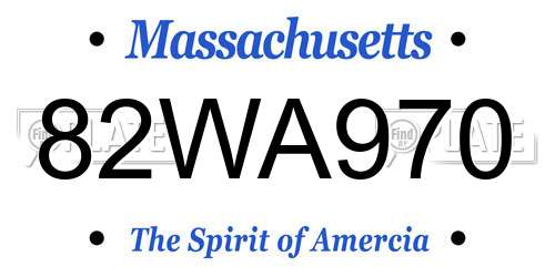 82WA970 Massachusetts License Plate