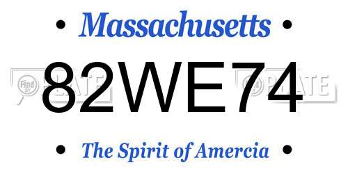 82WE74 Massachusetts License Plate