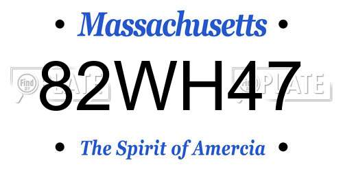 82WH47 Massachusetts License Plate
