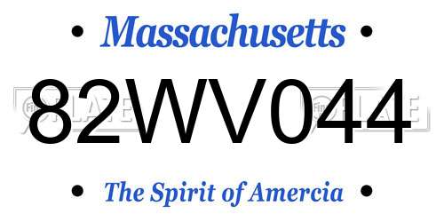82WV044 Massachusetts License Plate
