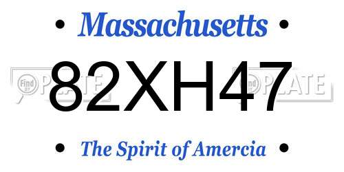 82XH47 Massachusetts License Plate