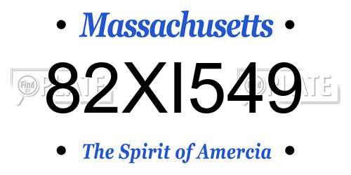82XI549 Massachusetts License Plate