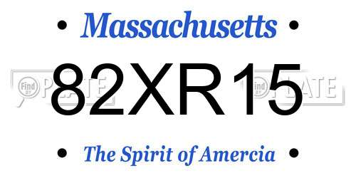 82XR15 Massachusetts License Plate