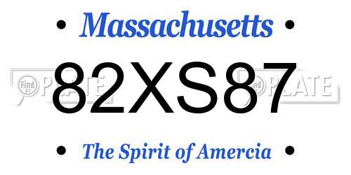 82XS87 Massachusetts License Plate