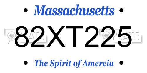 82XT225 Massachusetts License Plate