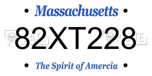 82XT228 Massachusetts License Plate