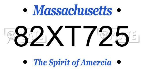 82XT725 Massachusetts License Plate
