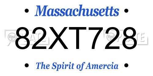 82XT728 Massachusetts License Plate