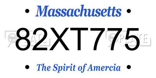 82XT775 Massachusetts License Plate