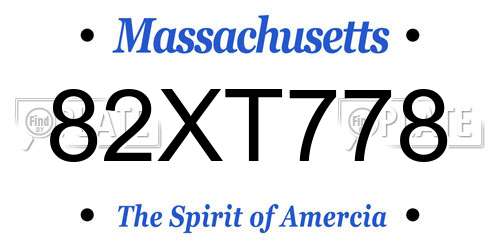 82XT778 Massachusetts License Plate