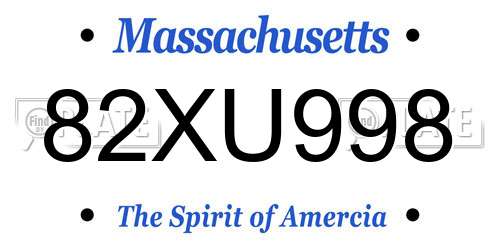 82XU998 Massachusetts License Plate