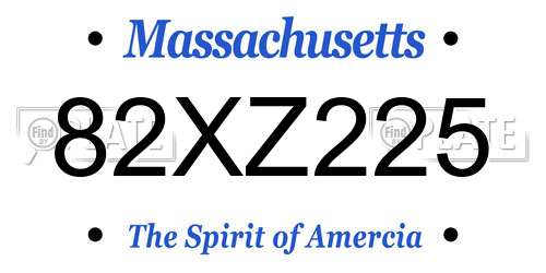 82XZ225 Massachusetts License Plate