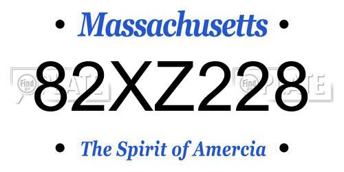 82XZ228 Massachusetts License Plate