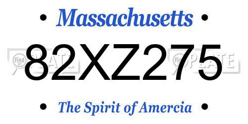 82XZ275 Massachusetts License Plate