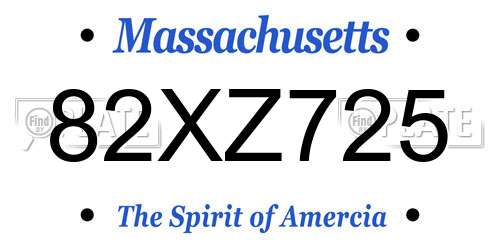 82XZ725 Massachusetts License Plate