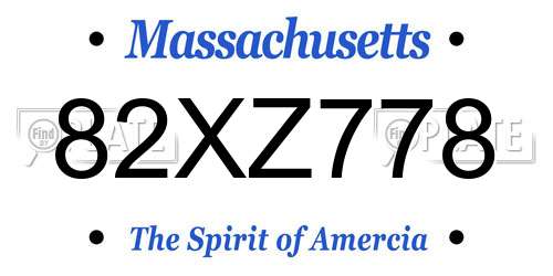 82XZ778 Massachusetts License Plate