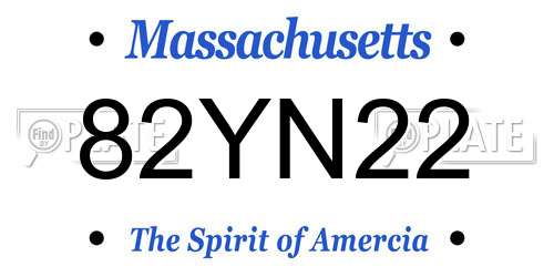 82YN22 Massachusetts License Plate