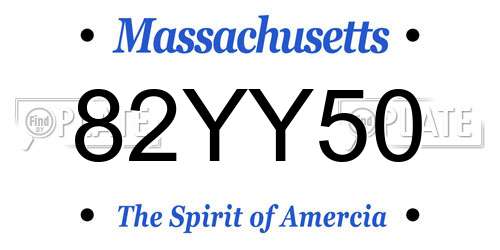 82YY50 Massachusetts License Plate