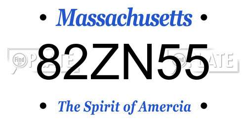82ZN55 Massachusetts License Plate