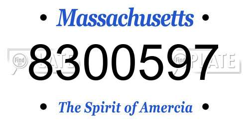 8300597 Massachusetts License Plate