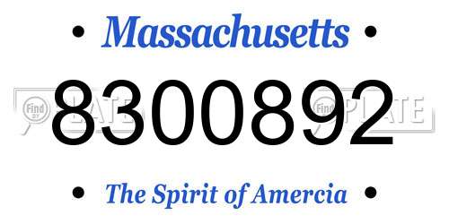 8300892 Massachusetts License Plate