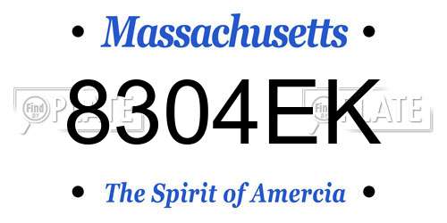 8304EK Massachusetts License Plate