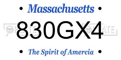 830GX4 Massachusetts License Plate