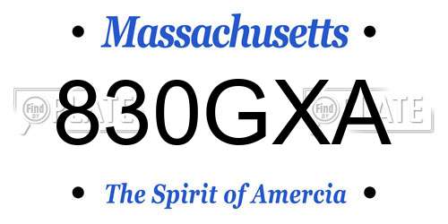 830GXA Massachusetts License Plate