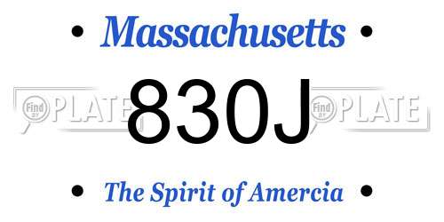 830J Massachusetts License Plate