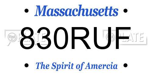 830RUF Massachusetts License Plate