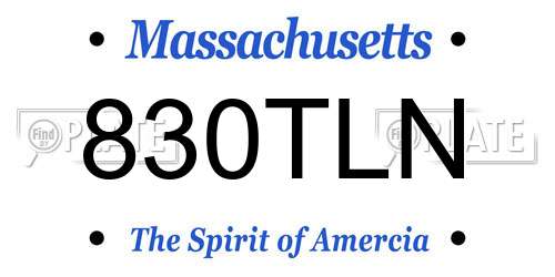 830TLN Massachusetts License Plate