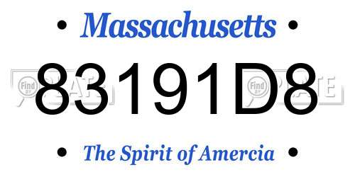 83191D8 Massachusetts License Plate
