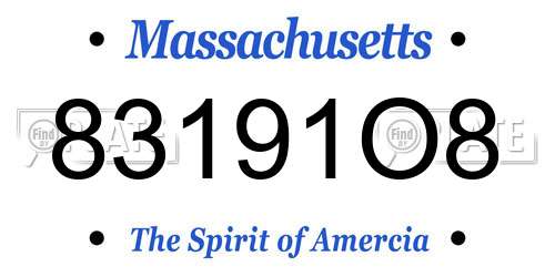 83191O8 Massachusetts License Plate