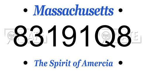 83191Q8 Massachusetts License Plate