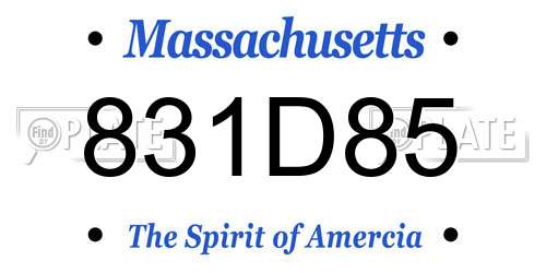 831D85 Massachusetts License Plate