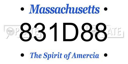 831D88 Massachusetts License Plate