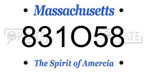 831O58 Massachusetts License Plate