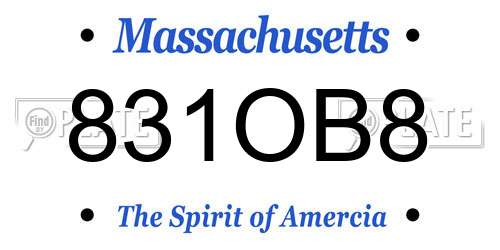 831OB8 Massachusetts License Plate