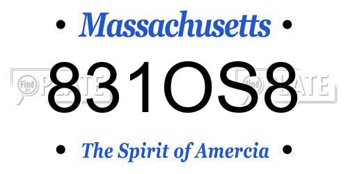 831OS8 Massachusetts License Plate