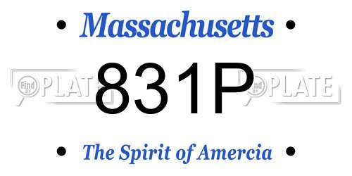 831P Massachusetts License Plate