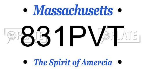 831PVT Massachusetts License Plate