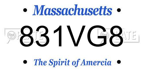 831VG8 Massachusetts License Plate