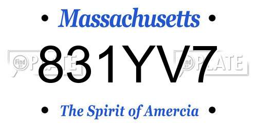 831YV7 Massachusetts License Plate