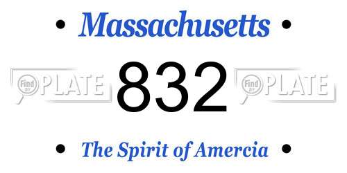 832 Massachusetts License Plate