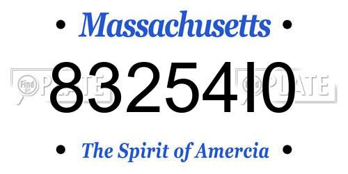 83254I0 Massachusetts License Plate