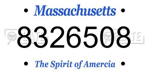 8326508 Massachusetts License Plate