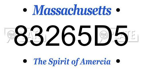 83265D5 Massachusetts License Plate