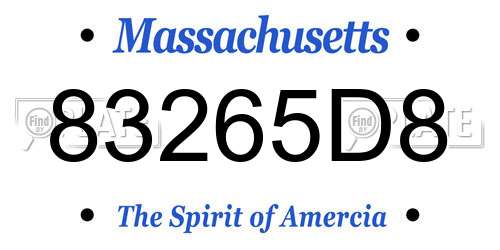 83265D8 Massachusetts License Plate
