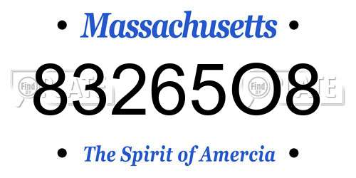 83265O8 Massachusetts License Plate